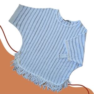 Knit Sequin Striped Dolman Sleeve Poncho